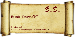 Bumb Dezső névjegykártya